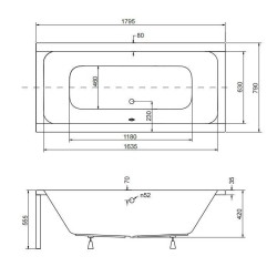 Панель для ванни BESCO QUADRO 180x80 комплект (передня + збоку), QUADRO/180/80