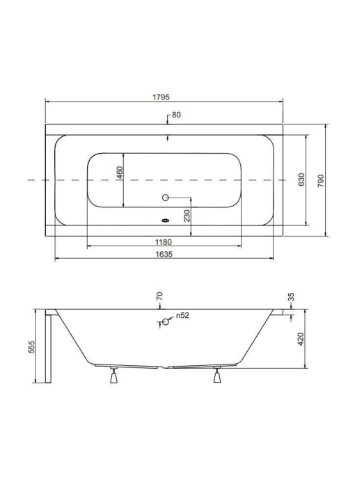 Панель для ванни BESCO QUADRO 180x80 комплект (передня + збоку), QUADRO/180/80