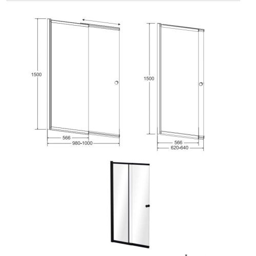 Шторка дво-елементна Besco Easy Slide Black-2S 100x150, NAVARA49830