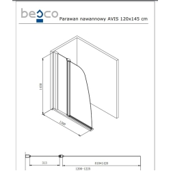 Шторка дво-елементна Besco PMD Avis 120х145 хром, NAVARA11285