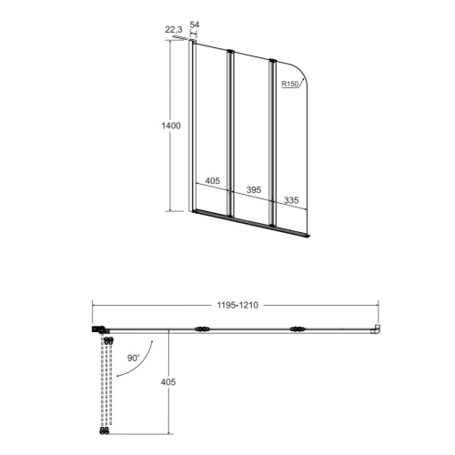 Шторка трех-элементная Besco PMD Prime- 3S 120x140 хром, NAVARA47775