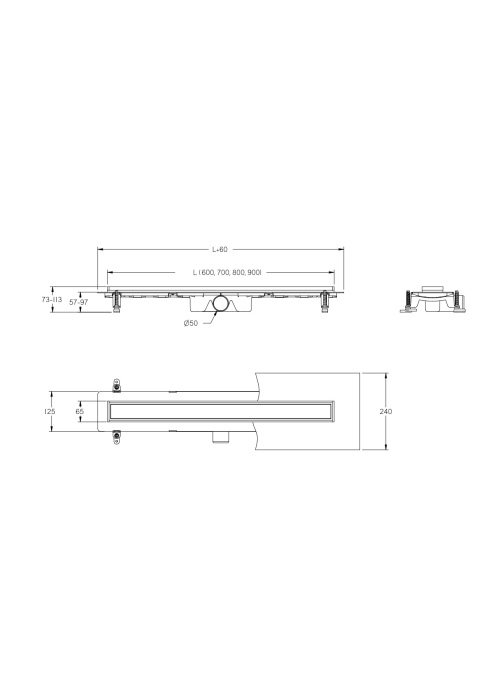 Лінійний душовий трап BESCO Virgo Basic 60