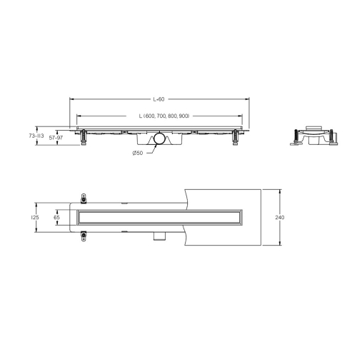 Лінійний душовий трап BESCO Virgo Basic 70