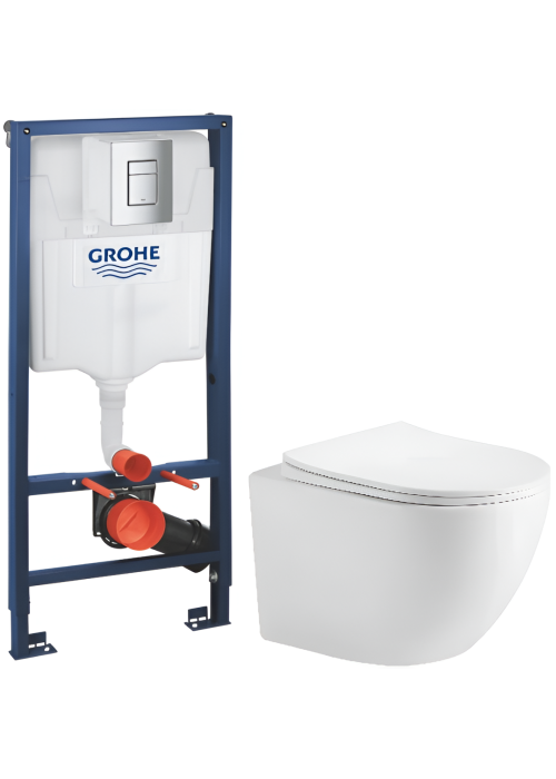 Комплект: Інсталяційна система Grohe Rapid SL 38772001 + Підвісний унітаз Devit Vortex Flush білий із сидінням дюропласт soft-close, 591704