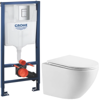 Комплект: Інсталяційна система Grohe Rapid SL 38772001 + Підвісний унітаз Devit Flow білий із сидінням дюропласт soft-close, DFL0460111W