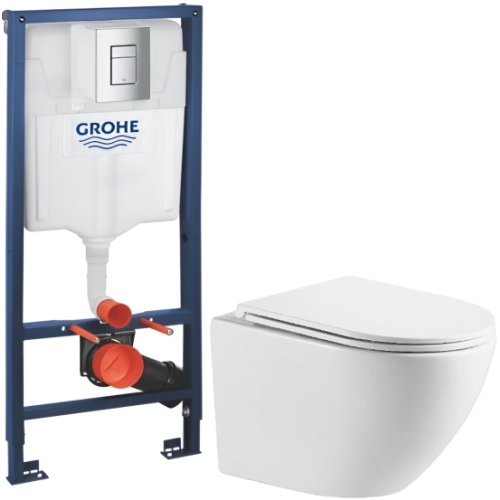 Комплект: Інсталяційна система Grohe Rapid SL 38772001 + Підвісний унітаз Devit Flow білий із сидінням дюропласт soft-close, DFL0460111W 