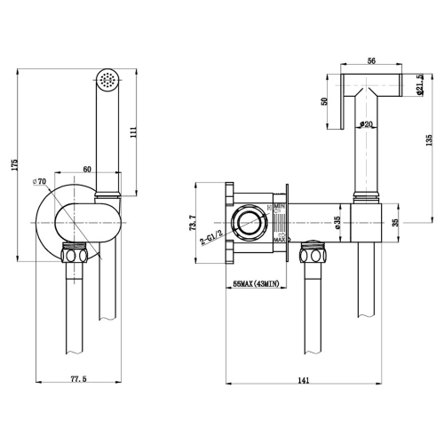 Комплект гігієнічного душу Devit Flow black mat 592992 