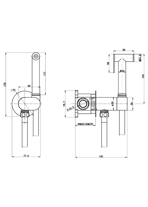 Комплект гігієнічного душу Devit Flow brushed nickel 592993 