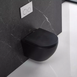 Унітаз підвісний Devit Flow безободковий із сидінням soft-close дюропласт DFL0460111MB Чорний матовий