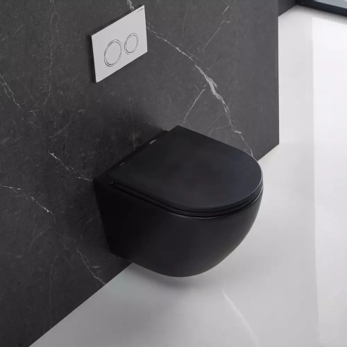 Унітаз підвісний Devit Flow безободковий із сидінням soft-close дюропласт DFL0460111MB Чорний матовий