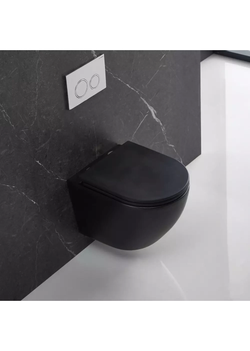 Унітаз підвісний Devit Flow безободковий із сидінням soft-close дюропласт DFL0460111MB Чорний матовий