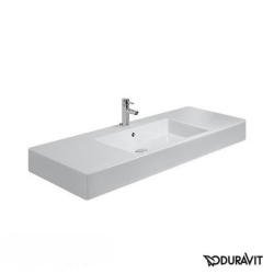 Раковина прямокутна меблева/підвісна Duravit Vero 125x49 см, з отвором для змішувача, з переливом, білий 0329120000