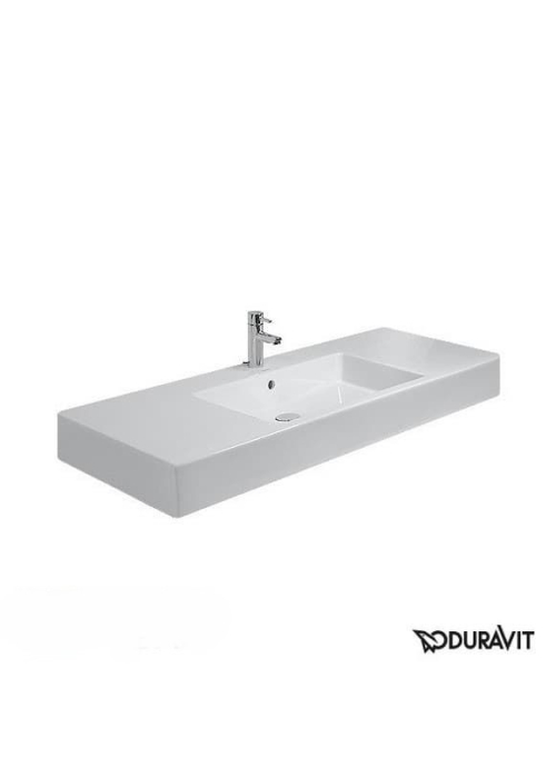 Раковина прямокутна меблева/підвісна Duravit Vero 125x49 см, з отвором для змішувача, з переливом, білий 0329120000