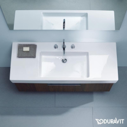 Раковина прямокутна меблева/підвісна Duravit Vero 125x49 см, з отвором для змішувача, з переливом, білий 0329120000