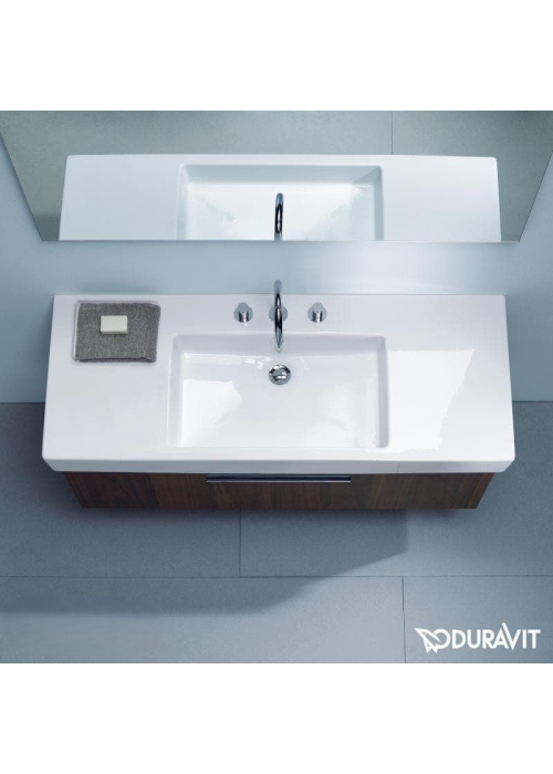Раковина прямокутна меблева/підвісна Duravit Vero 125x49 см, з отвором для змішувача, з переливом, білий 0329120000