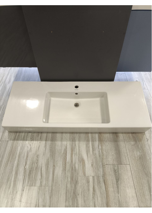 Раковина прямокутна меблева/підвісна Duravit Vero 125x49 см, з отвором для змішувача, з переливом, білий 0329120000