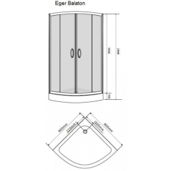 Душевая кабина Eger BALATON 90*90*185, профиль хром, стекло тонированное 6 мм, 599-507/1