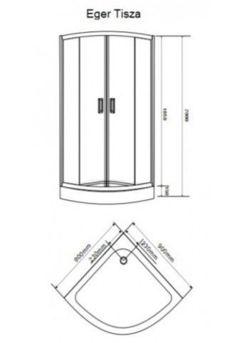 Душова кабіна Eger TISZA 90*90*185, без піддону, скло Zuzmara, білий профіль, 599-021/1