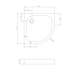 Душовий піддон напівкруглий Eger TISZA, 90x90x15, 599-021/2