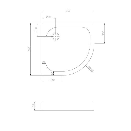 Душовий піддон напівкруглий Eger TISZA, 90x90x15, 599-021/2