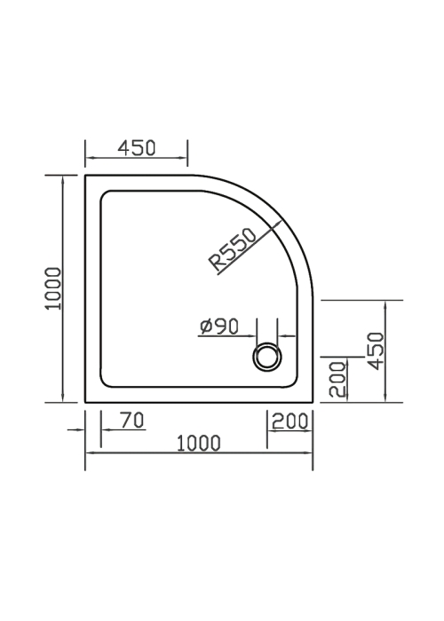 Душевой поддон полукруглый Eger SMC, 100x100x3.5, 599-1010R