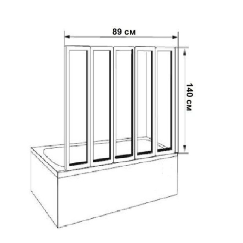 Шторка на ванну EGER 89*140см, колір профілю хром, прозоре скло 599-110