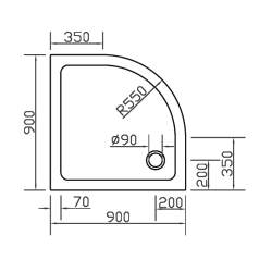 Душовий піддон напівкруглий Eger SMC, 90x90x3.5, 599-9090R