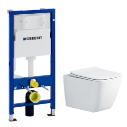 Инсталляция GEBERIT Duofix (458.103.00.1) c подвесным унитазом Rosa Praha rimless. (2628е)