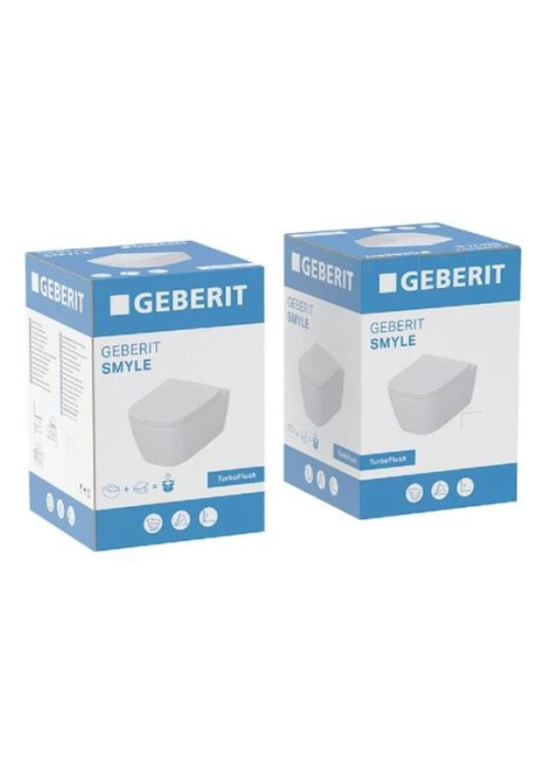 Унітаз підвісний Geberit Smyle Square 503.171.00.1 TurboFlush, із сидінням Softсlose, QuickRelease (Sandwich)