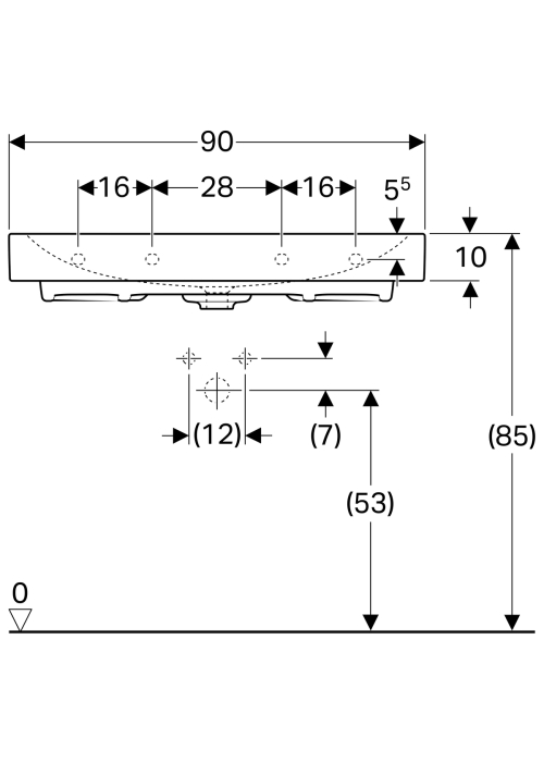 Мебельная раковина Geberit Citterio 90 500.547.01.1