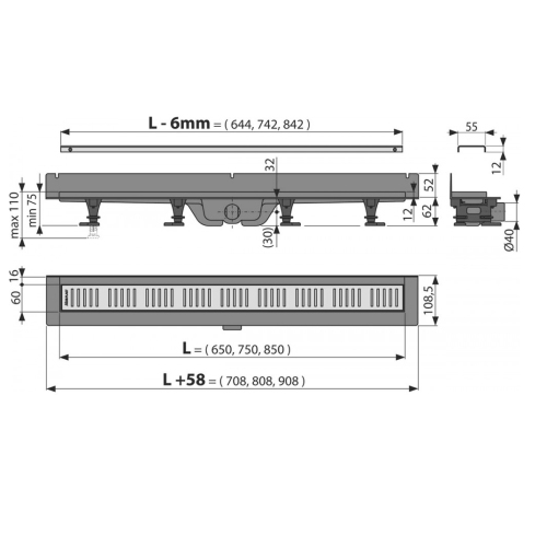 Водостічний жолоб AlcaPlast APZ30-750M