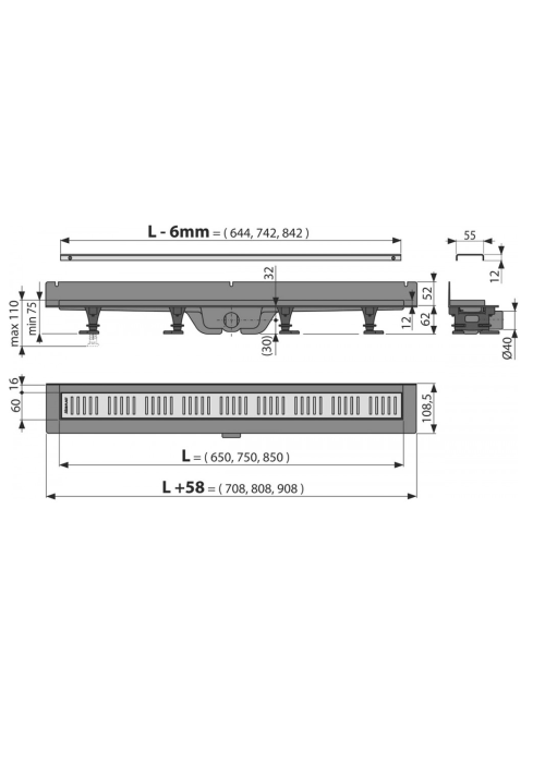 Трап для душа AlcaPlast APZ30-750M