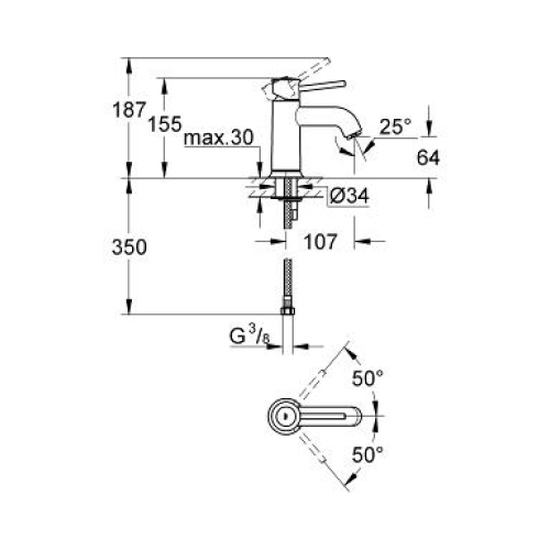 Змішувач для раковини Grohe BauClassic 23162000