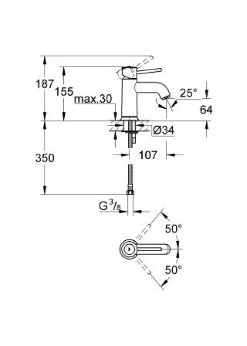 Змішувач для раковини Grohe BauClassic 23162000