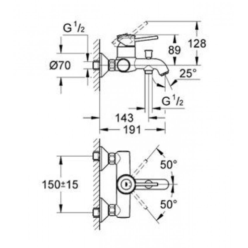 Змішувач для ванни Grohe BauClassic 32865000