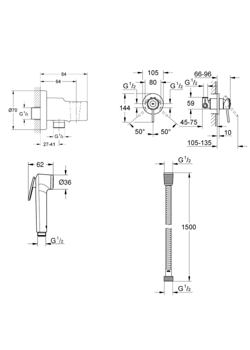 Набор гигиенического душа GROHE BauClassic UA11104800