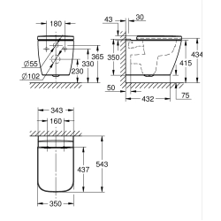 Унітаз підвісний Grohe BauEdge настінного монтажу (106740SH00) з сидінням Soft Close 102500SH00