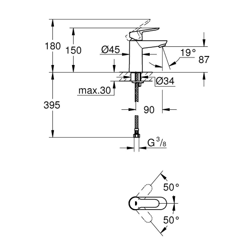 Змішувач для раковини Grohe BauEdge 23330000 S-Size