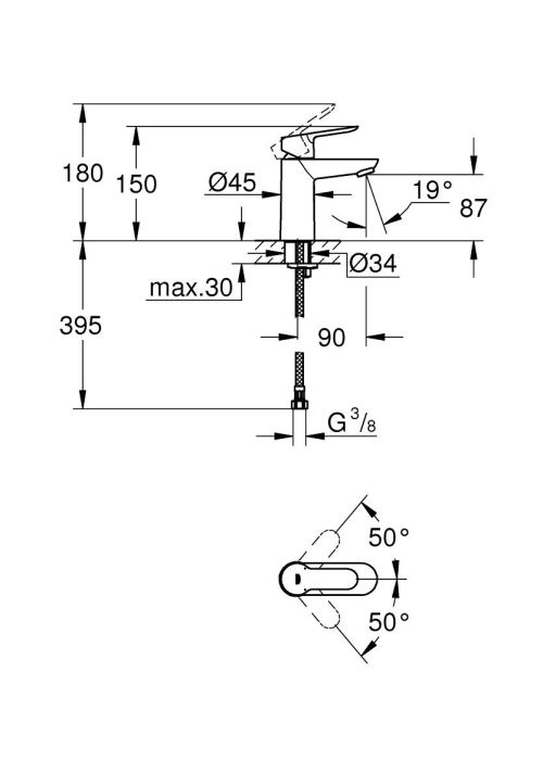 Змішувач для раковини Grohe BauEdge 23330000 S-Size