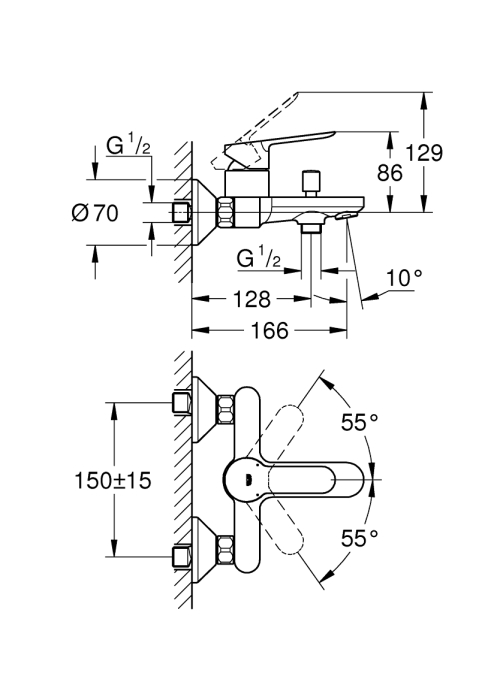 Смеситель для ванны Grohe BauEdge 23605000