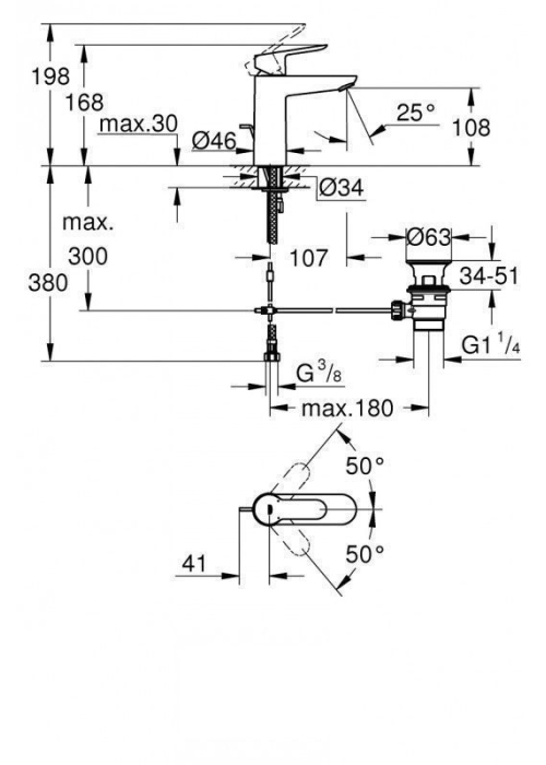 Смеситель для раковины Grohe BauEdge 23758000 M-Size