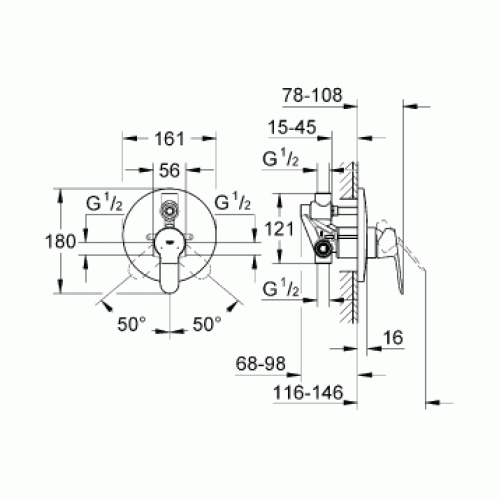 Вбудований змішувач Grohe BauEdge 29079000