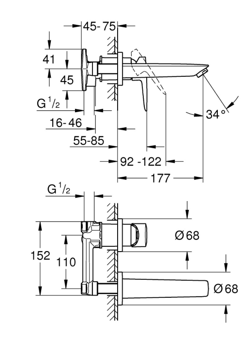 Змішувач для раковини Grohe BauEdge New 20474001