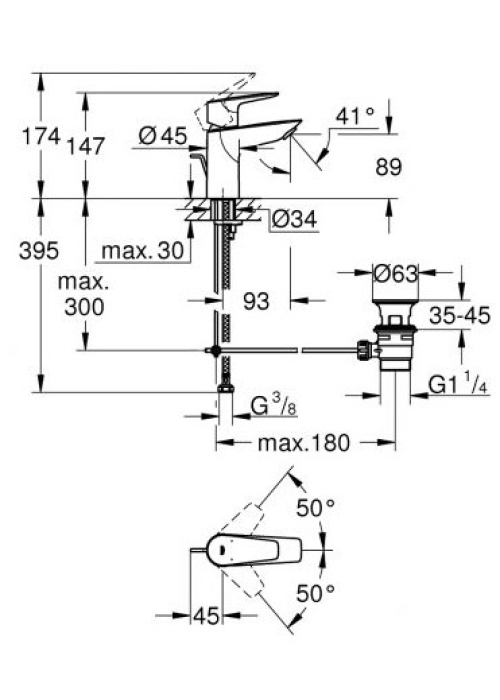 Змішувач для раковини Grohe BauEdge New 23328001 S-Size