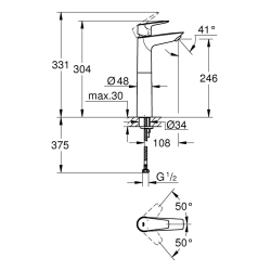 Змішувач для раковини Grohe BauEdge New 32860001 XL-Size