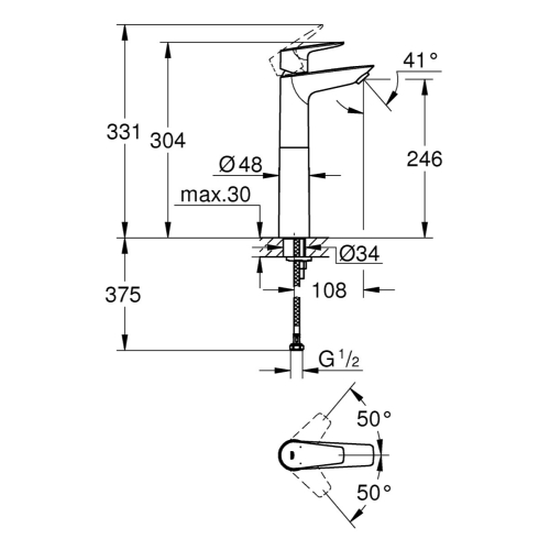 Смеситель для раковины Grohe BauEdge New 32860001 XL-Size