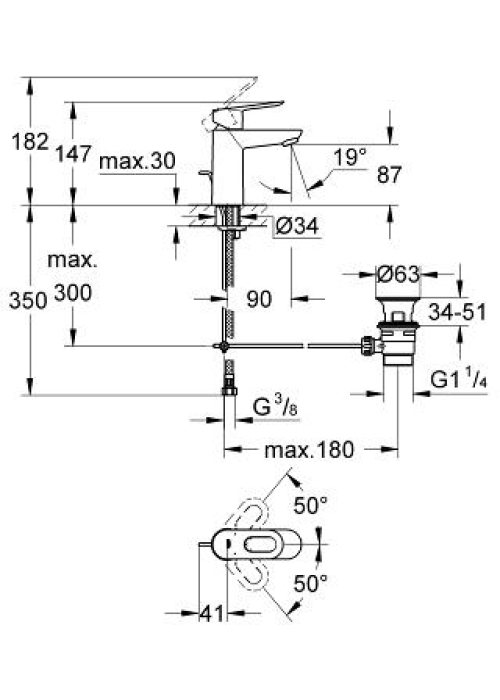 Змішувач для раковини Grohe BauLoop 23335000 S-Size