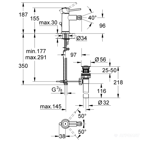 Змішувач для біде Grohe BauClassic 32864000