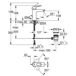 Змішувач для раковини Grohe BauLoop 23762000 M-Size