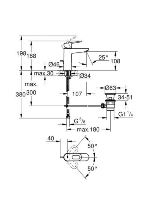 Змішувач для раковини Grohe BauLoop 23762000 M-Size